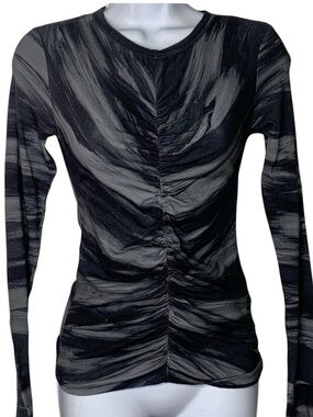 Rag & Bone Printed Tie Dye Mesh Blue-gray Long Sleeve Top Women's Size XS